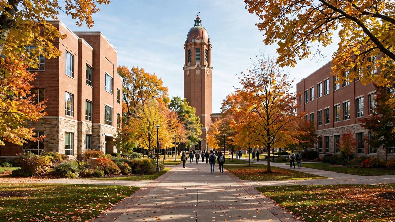 Central Michigan University 2027: Học phí, học bổng CMU 2 Khuôn viên Central Michigan University tại Mount Pleasant, Michigan vào mùa thu