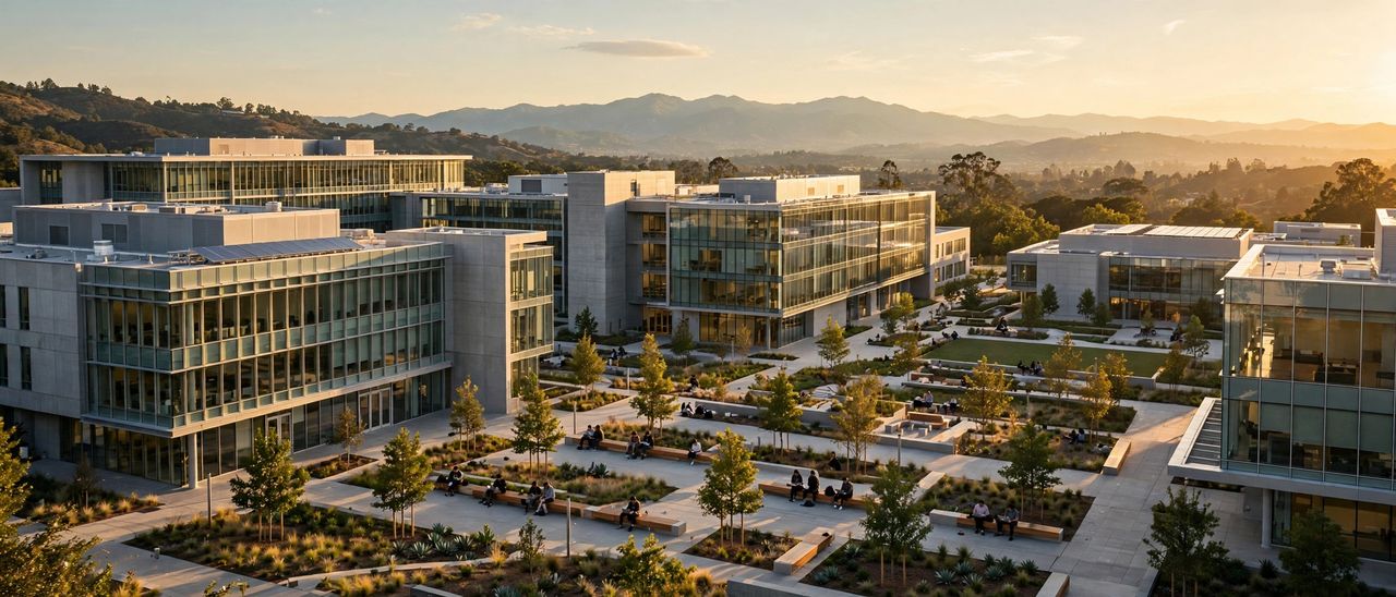 Mission College 2027: Học phí & transfer Silicon Valley 3 Khuôn viên hiện đại của Mission College tại Santa Clara, trung tâm Thung lũng Silicon