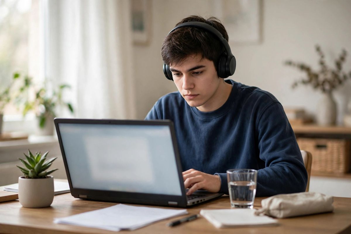 Duolingo English Test 2027: Cẩm nang thi du học Mỹ 2 Học sinh làm bài thi tiếng Anh online Duolingo tại nhà