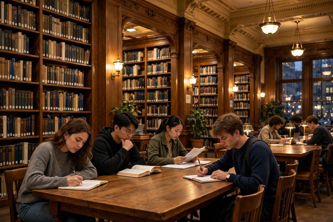 Học Bổng Đại Học Hà Lan 2027: Amsterdam, Utrecht, TU Delft 2 Thư viện đại học Hà Lan với sinh viên đang học tập