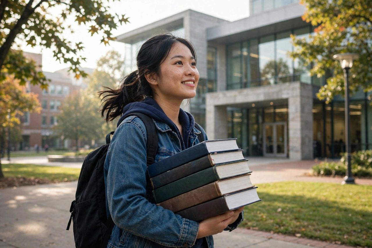 Học Bổng Hệ Dự Bị Du Học Mỹ 2027: Pathway & Điều Kiện 2 Nữ sinh viên Việt Nam trên sân trường đại học Mỹ