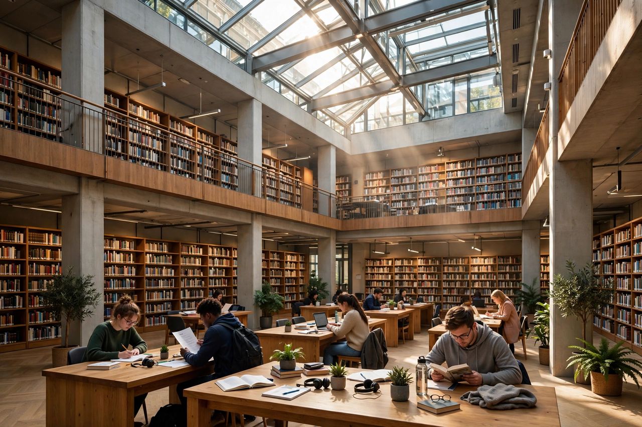 Chi Phí Du Học Hà Lan Bậc Thạc Sĩ 2027: Học Phí & Học Bổng 3 Thư viện hiện đại tại trường đại học Hà Lan, không gian học tập của sinh viên thạc sĩ