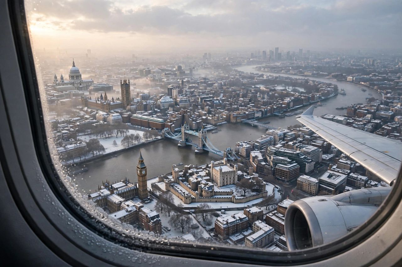 Du Học Anh Kỳ Tháng 1/2027: Trường Nào Tuyển & Học Bổng 3 Máy bay hạ cánh xuống London - du học sinh Việt Nam nhập học kỳ tháng 1 tại Anh