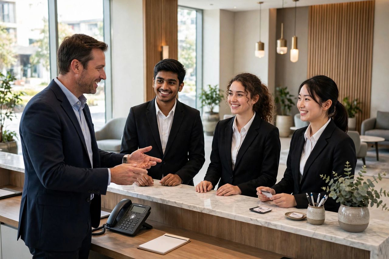 Du học Úc ngành Du lịch Khách sạn 2027: Học phí & cơ hội 3 Sinh viên thực tập nghiệp vụ lễ tân khách sạn tại Úc