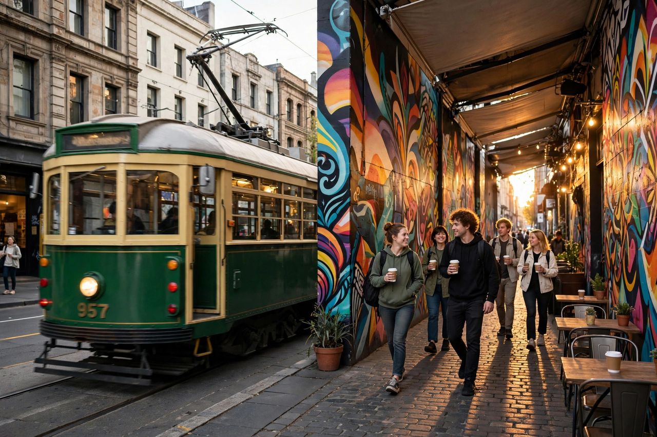 Du học Úc tại Melbourne 2027: Thành phố đáng sống nhất 4 Xe điện và hẻm nghệ thuật tại trung tâm Melbourne