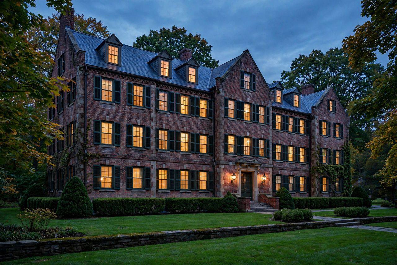 Marianapolis Prep 2027: Học Phí, Học Bổng & Tuyển Sinh 3 Ký túc xá nội trú Marianapolis Preparatory School về đêm