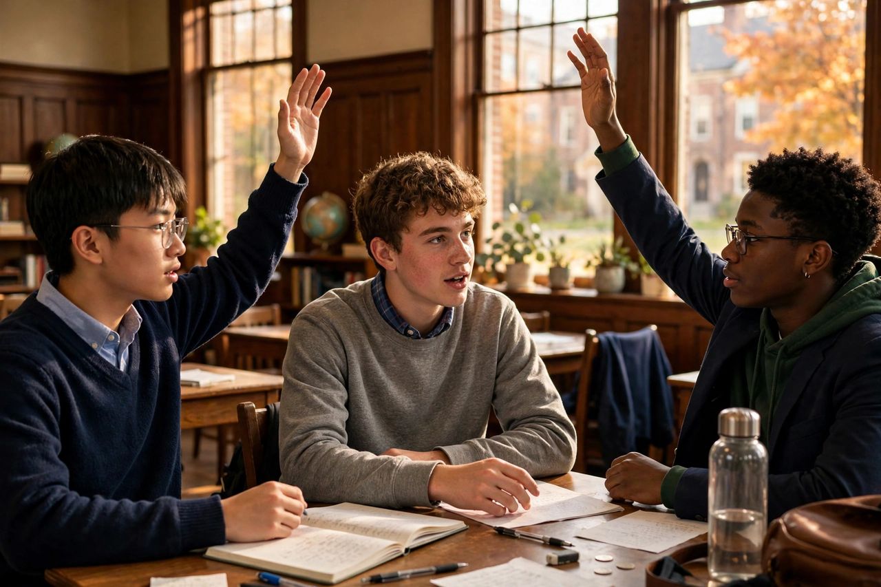 South Kent School – Trường Nội Trú Nam Sinh Tại Connecticut 3 Học sinh South Kent School thảo luận trong lớp học