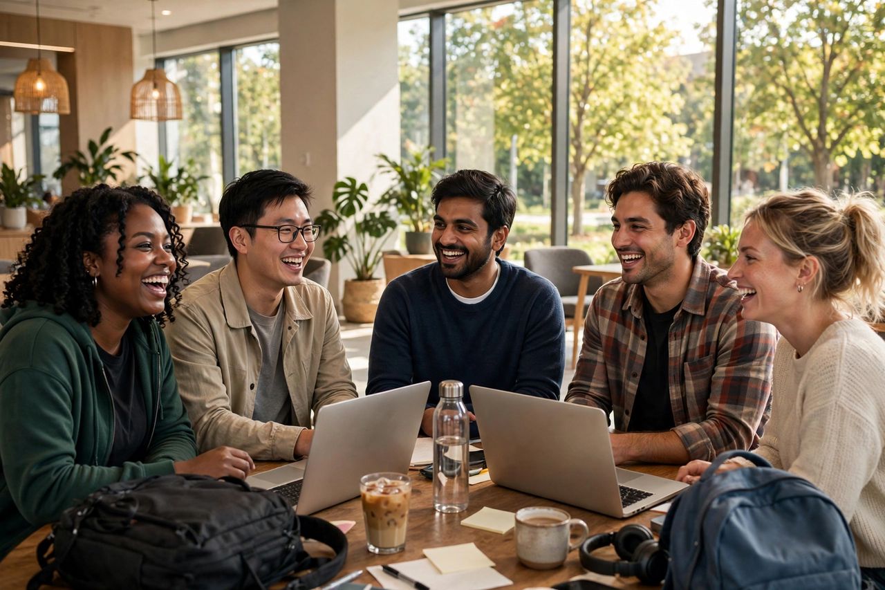 Trải Nghiệm Học Tập Thú Vị Tại Đại Học Western Washington - Khám Phá Thế Giới Mới 7 Sinh viên Western Washington University sinh hoạt và học nhóm trong không gian hiện đại trên campus